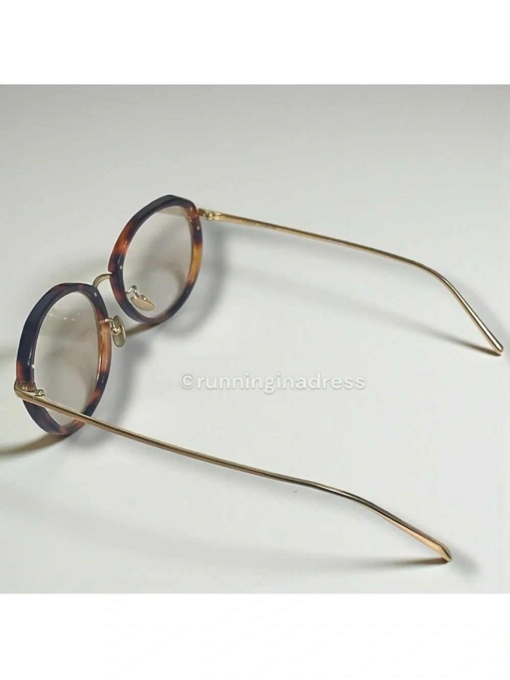 Linda Farrow LFL630 C2 Tortoiseshell Angular Round 22K Gold Glasses